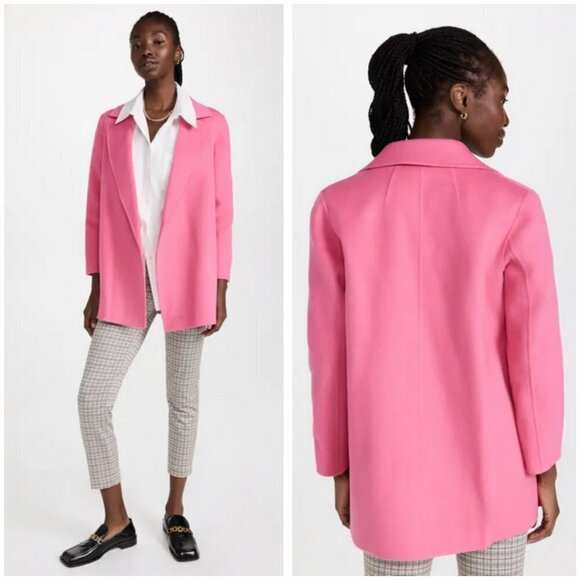 💕THEORY💕 Clairene Luxe Blazer Coat Wool Cashmere Blend Pink Orchid Large L NWT - Picture 4 of 16